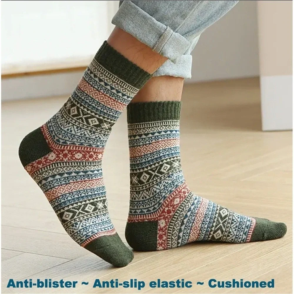 Calcetines Tipo Retro Con Diseño De Rombos 7-10 Paquete De 5 Piezas Casuales